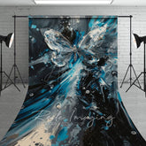 Aperturee - Aperturee Silver Blue Abstract Butterfly Fine Art Sweep Backdrop