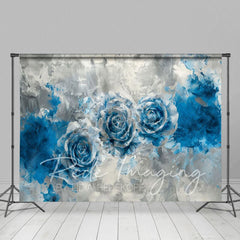 Aperturee - Aperturee Silver Blue Abstract Floral Fine Art Photo Backdrop