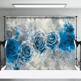 Aperturee - Aperturee Silver Blue Abstract Floral Fine Art Photo Backdrop