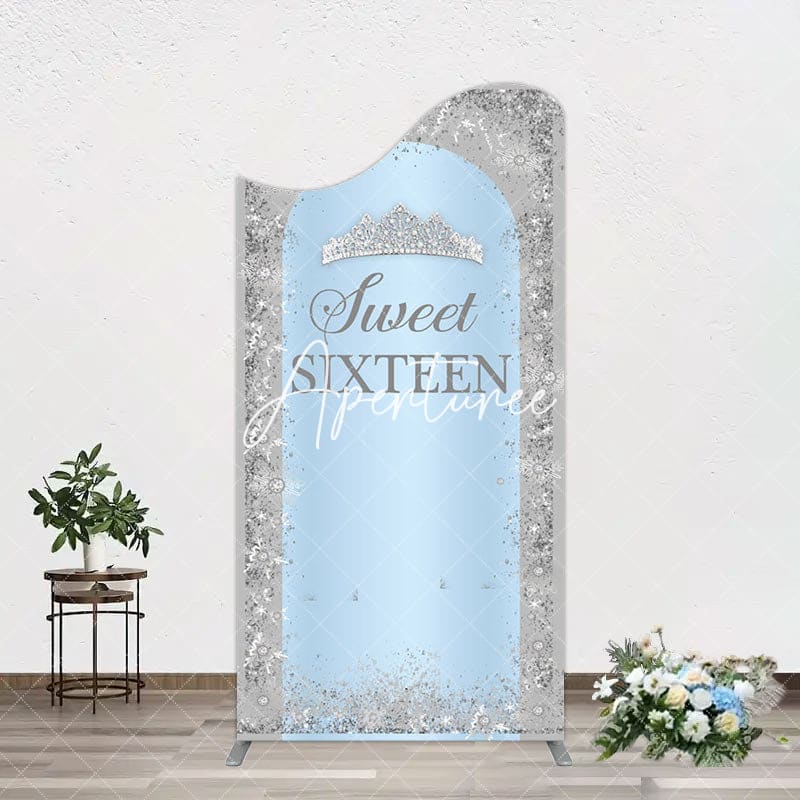 Aperturee - Aperturee Silver Blue Sweet Sixteen Birthday Arch Backdrop