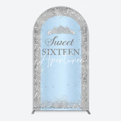 Aperturee - Aperturee Silver Blue Sweet Sixteen Birthday Arch Backdrop