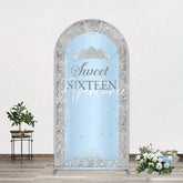 Aperturee - Aperturee Silver Blue Sweet Sixteen Birthday Arch Backdrop