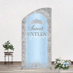 Aperturee - Aperturee Silver Blue Sweet Sixteen Birthday Arch Backdrop