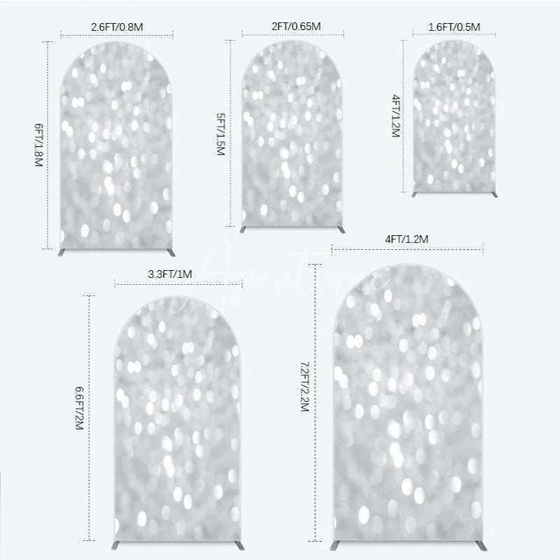Aperturee - Aperturee Silver Bokeh Arch Backdrop Glittery Spots Abstract Background Wedding Birthday Party Arch Cover Decoration