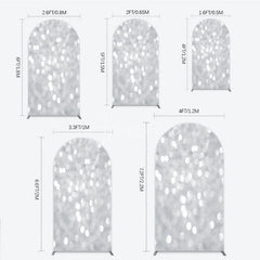 Aperturee - Aperturee Silver Bokeh Arch Backdrop Glittery Spots Abstract Background Wedding Birthday Party Arch Cover Decoration