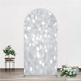 Aperturee - Aperturee Silver Bokeh Arch Backdrop Glittery Spots Abstract Background Wedding Birthday Party Arch Cover Decoration