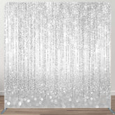 Aperturee - Aperturee Silver Bokeh Glitter Party Square Tension Backdrop