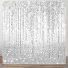 Aperturee - Aperturee Silver Bokeh Glitter Party Square Tension Backdrop