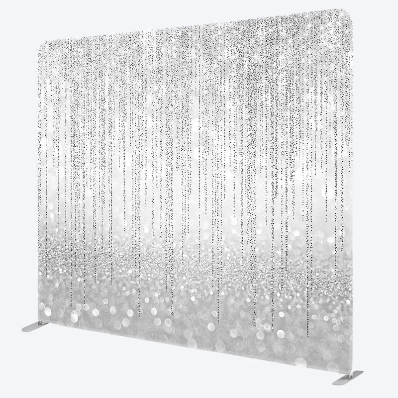 Aperturee - Aperturee Silver Bokeh Glitter Party Square Tension Backdrop