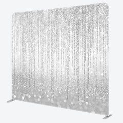Aperturee - Aperturee Silver Bokeh Glitter Party Square Tension Backdrop