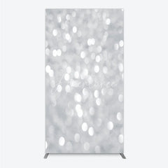 Aperturee - Aperturee Silver Bokeh Rectangle Backdrop Glittery Spots Abstract Background Wedding Birthday Party Rectangle Cover Decoration