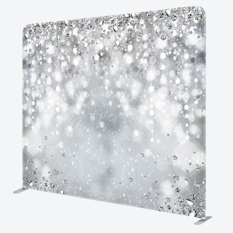 Aperturee - Aperturee Silver Diamond Glitter Party Pillow Case Backdrop