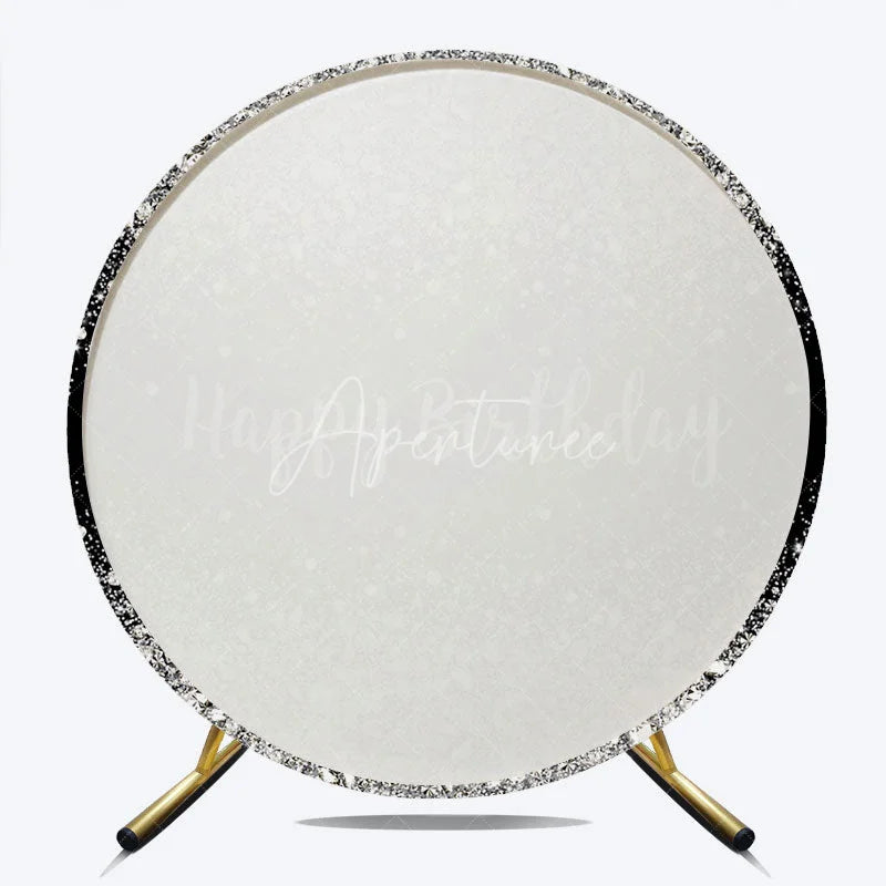 Aperturee - Aperturee Silver Diamond Glitter Round Backdrop Black Sparkle Birthday Photography Background