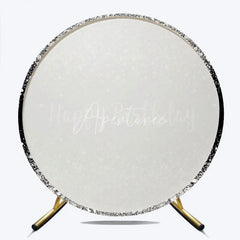 Aperturee - Aperturee Silver Diamond Glitter Round Backdrop Black Sparkle Birthday Photography Background