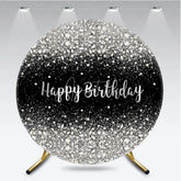 Aperturee - Aperturee Silver Diamond Glitter Round Backdrop Black Sparkle Birthday Photography Background