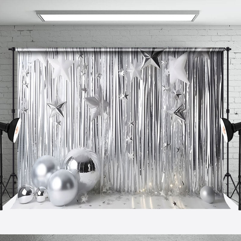 Aperturee - Aperturee Silver Disco Stage Confetti Photography Backdrop