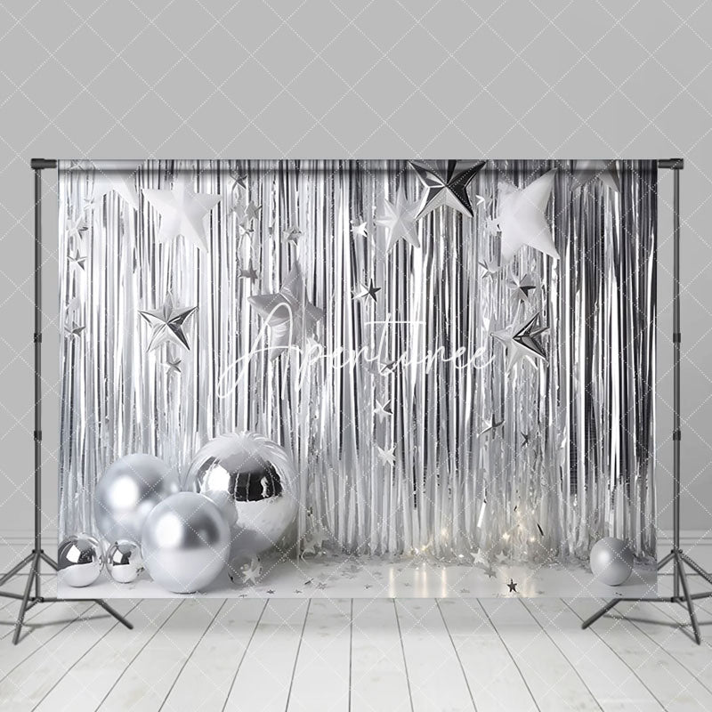 Aperturee - Aperturee Silver Disco Stage Confetti Photography Backdrop