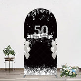 Aperturee - Aperturee Silver Glitter Balloon 50 Birthday Arch Backdrop