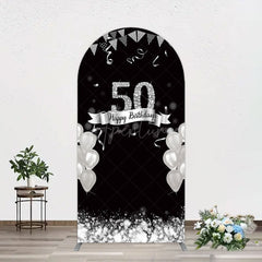 Aperturee - Aperturee Silver Glitter Balloon 50 Birthday Arch Backdrop