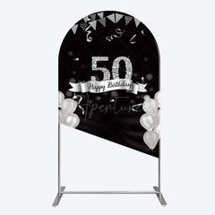 Aperturee - Aperturee Silver Glitter Balloon 50 Birthday Arch Backdrop