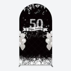 Aperturee - Aperturee Silver Glitter Balloon 50 Birthday Arch Backdrop
