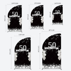 Aperturee - Aperturee Silver Glitter Balloon 50 Birthday Half Moon Arch Backdrop