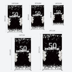 Aperturee - Aperturee Silver Glitter Balloon 50 Birthday Rectangle Backdrop