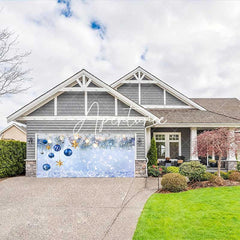 Aperturee - Aperturee Silver Glitter Blue Bauble Xmas Garage Door Banner