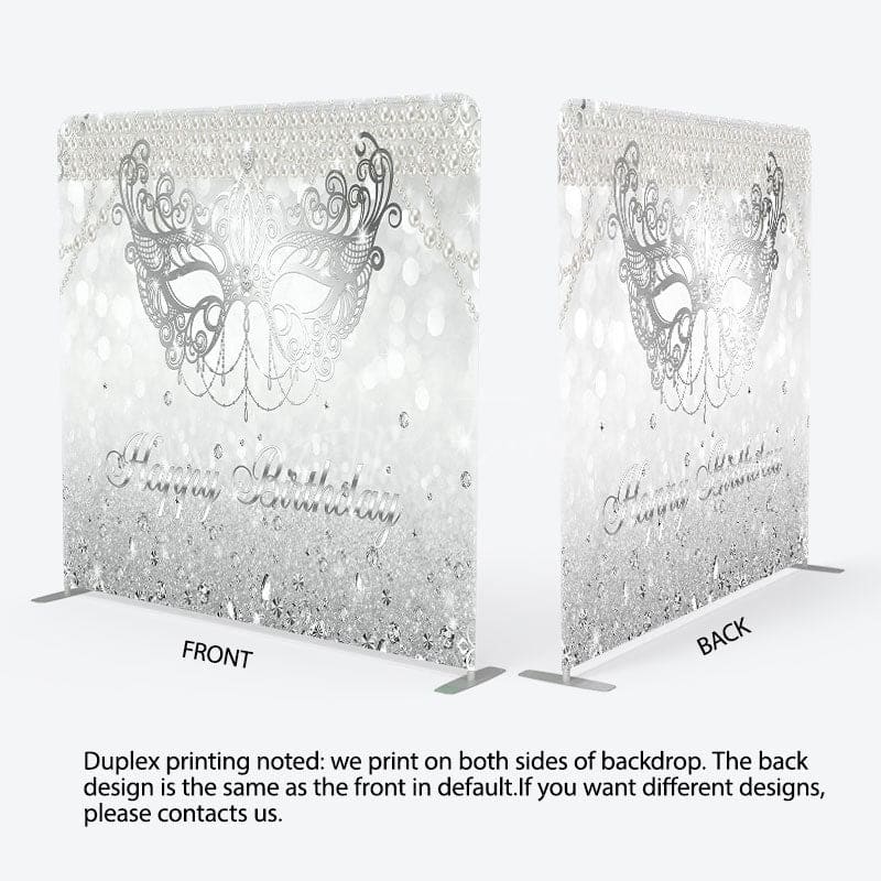 Aperturee - Aperturee Silver Glitter Bokeh Fabric Backdrop Cover for Birthday