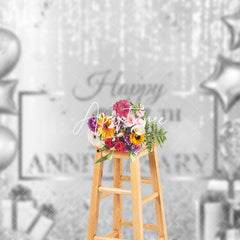 Aperturee - Aperturee Silver Glitter Gift Balloon 25Th Anniversary Backdrop