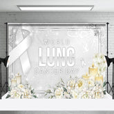 Aperturee - Aperturee Silver Ribbon Floral World Lung Cancer Day Backdrop