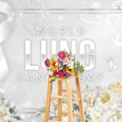 Aperturee - Aperturee Silver Ribbon Floral World Lung Cancer Day Backdrop
