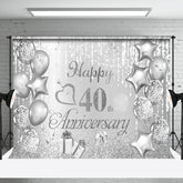 Aperturee - Aperturee Silver Ribbons Balloons 40Th Anniversary Backdrop