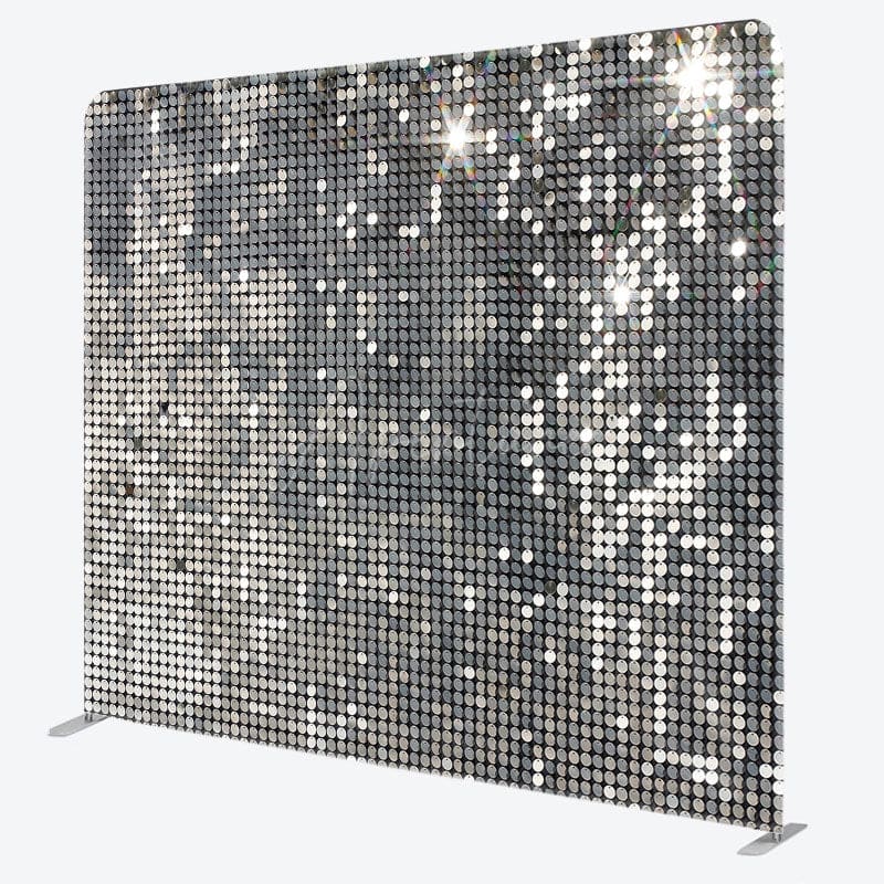 Aperturee - Aperturee Silver Sequin Dance Party Square Arch Fabric Backdrop