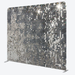 Aperturee - Aperturee Silver Sequin Dance Party Square Arch Fabric Backdrop
