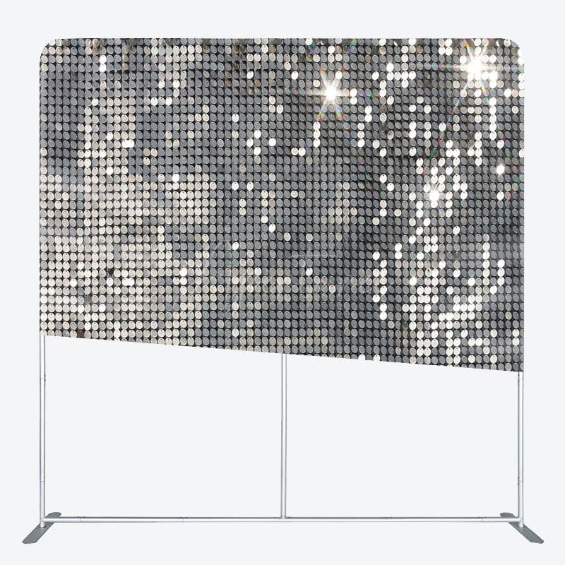 Aperturee - Aperturee Silver Sequin Dance Party Square Arch Fabric Backdrop