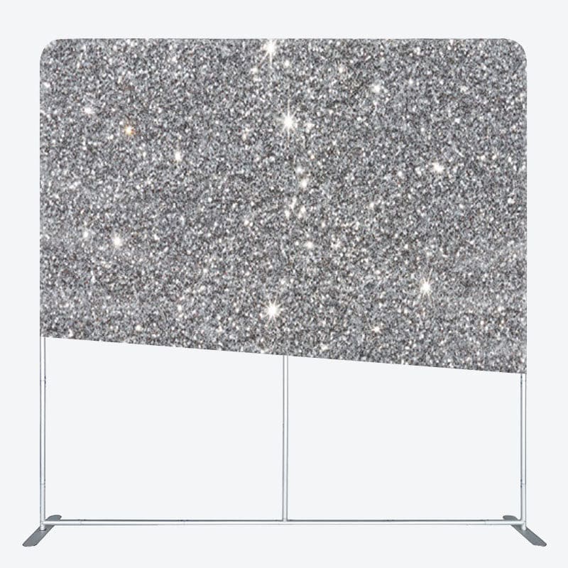 Aperturee - Aperturee Silver Sparkling Fabric Birthday Party Backdrop Cover