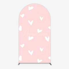 Aperturee - Aperturee Simple Arch Backdrop with White Hearts for Boy Baby Shower Birthday Party or Valentine’s Day Decor