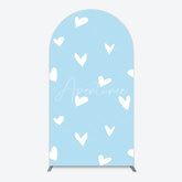Aperturee - Aperturee Simple Arch Backdrop with White Hearts for Boy Baby Shower Birthday Party or Valentine’s Day Decor