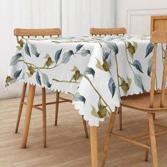 Aperturee - Aperturee Simple Autumn Leaves Tablecloth in Dark Colors for Moody Fall and Thanksgiving Dining Table Decor