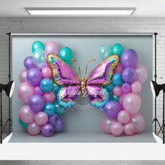 Aperturee - Aperturee Simple Balloon Butterfly Birthday Cake Smash Backdrop