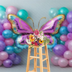 Aperturee - Aperturee Simple Balloon Butterfly Birthday Cake Smash Backdrop