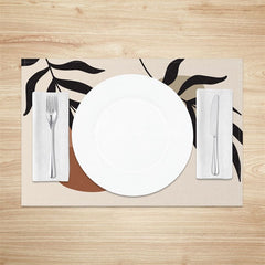 Aperturee - Aperturee Simple Beige Leaves Dots Modern Set Of 4 Placemats