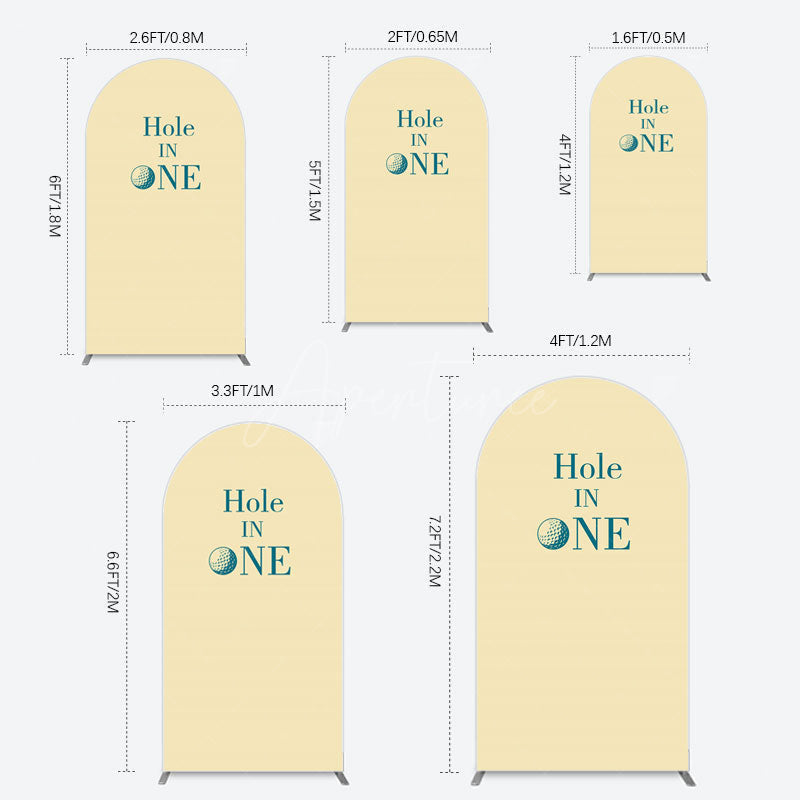 Aperturee - Aperturee Simple Beige Vibe Hole In One Birthday Arch Backdrop