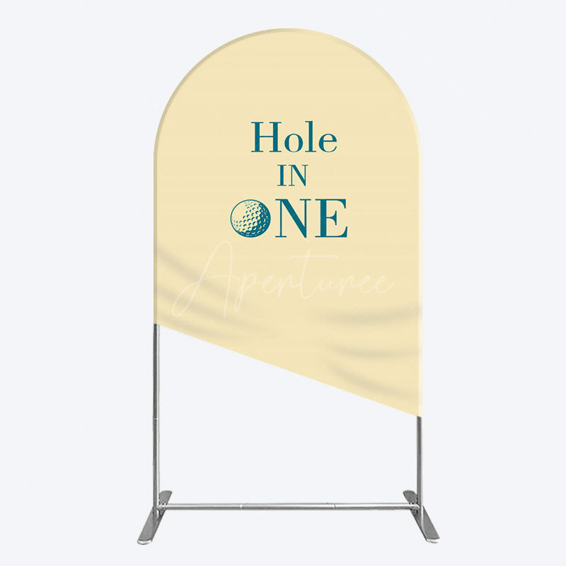 Aperturee - Aperturee Simple Beige Vibe Hole In One Birthday Arch Backdrop