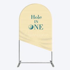 Aperturee - Aperturee Simple Beige Vibe Hole In One Birthday Arch Backdrop