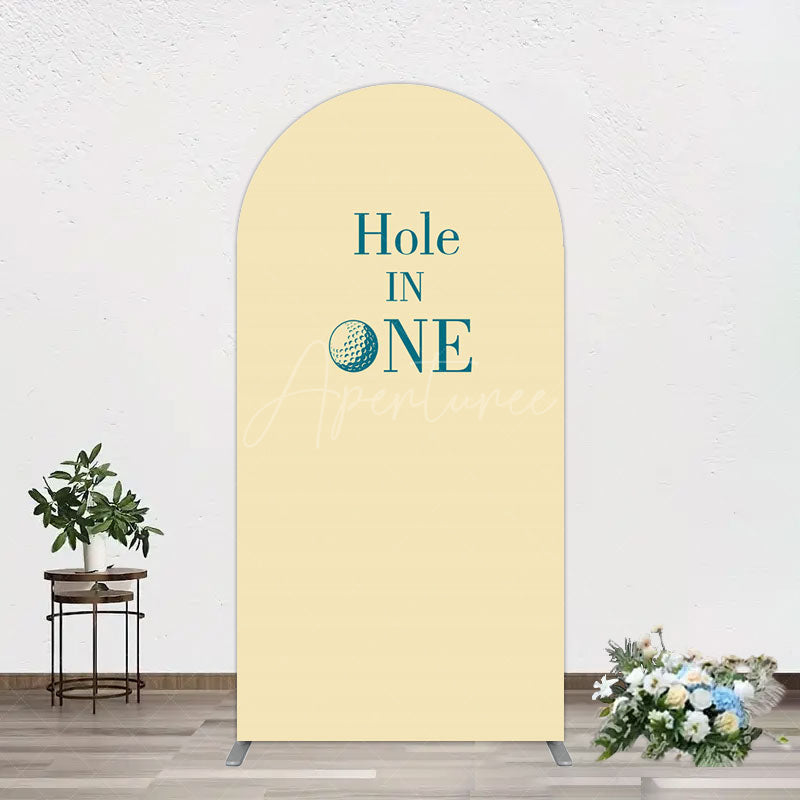 Aperturee - Aperturee Simple Beige Vibe Hole In One Birthday Arch Backdrop