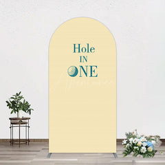 Aperturee - Aperturee Simple Beige Vibe Hole In One Birthday Arch Backdrop