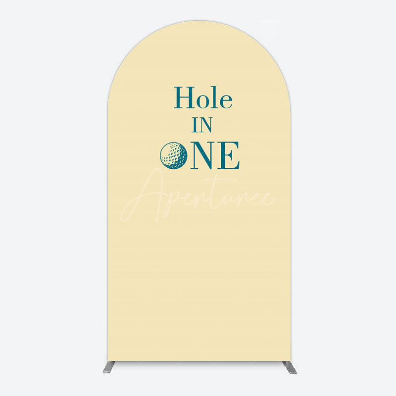 Aperturee - Aperturee Simple Beige Vibe Hole In One Birthday Arch Backdrop