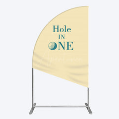Aperturee - Aperturee Simple Beige Vibe Hole In One Birthday Half Moon Arch Backdrop